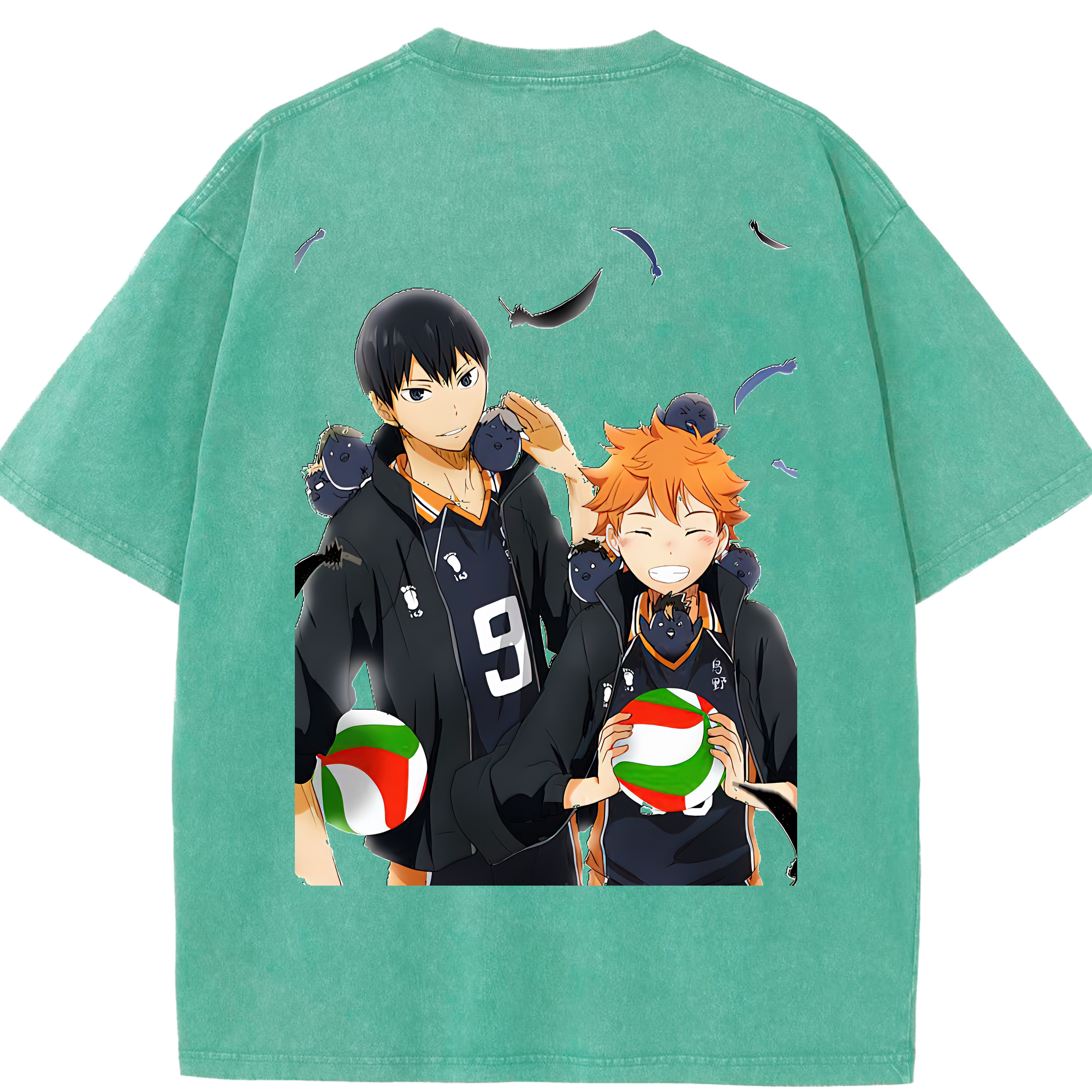 （画像用） ハイキュー!! Haikyu!! 綿100% ヴィンテージ風 半袖Tシャツ（背面プリント）
